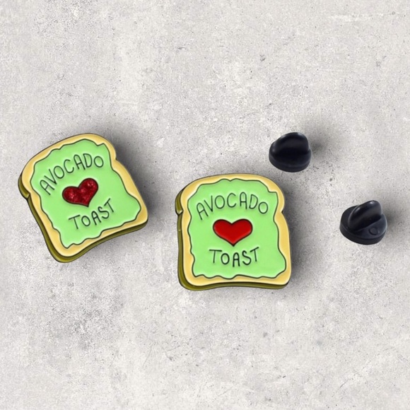 3/$18 NEW Avocado Breakfast Toast Enamel Pin Brooch - Picture 2 of 4